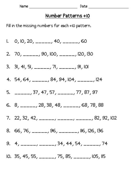 Number Patterns Packet Math Practice Printable Increasing