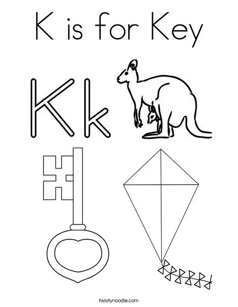 K Is For Key Coloring Page Twisty Noodle