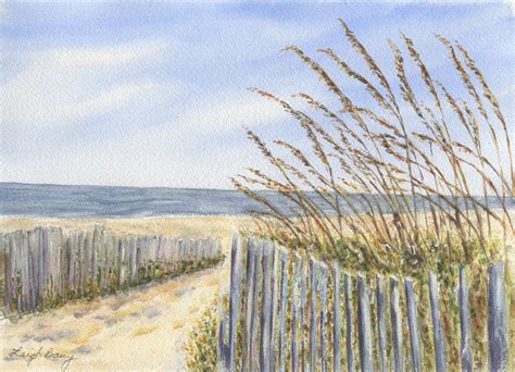 Dune Fence Watercolor Beach Paintingbeach Watercolor Print Etsy