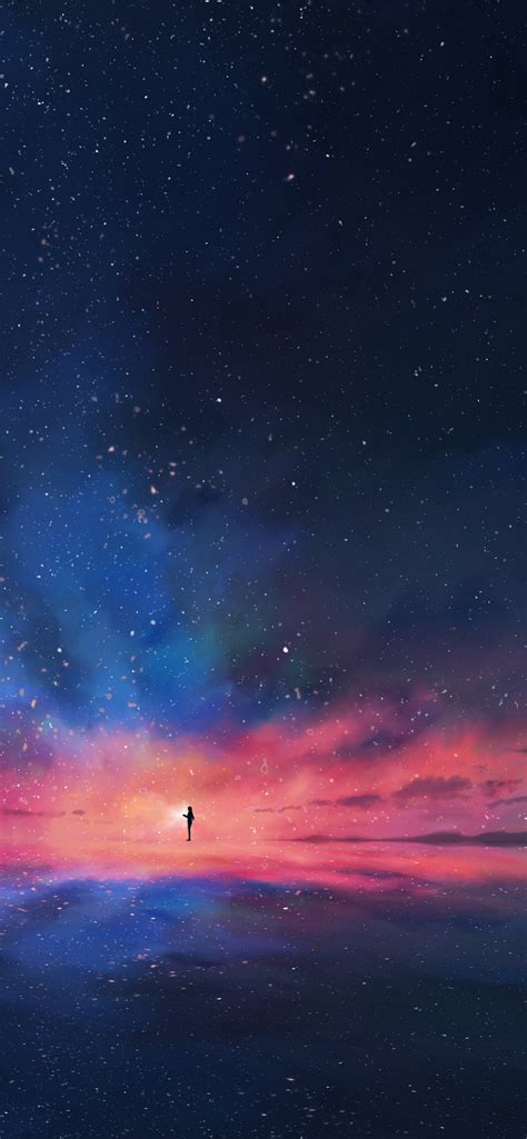 Free Download Anime Night Sky Stars Horizon Scenery 4k Wallpaper 92