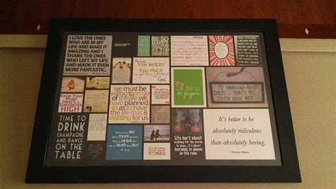 They were done with colored paper in. Quote collage I made for my cousin's birthday...made up of her favorite sayings I found on her ...
