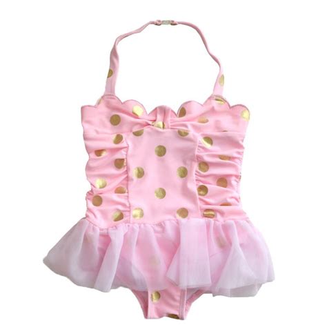 Cute Toddler Girl One Pieces Swim Wear Polka Dot Pink Baby Girls