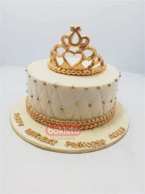 Golden Crown Birthday Cake Heart Shape Cake Flower Cake