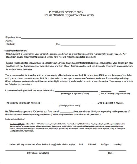 Free Printable Template Medical Consent Form Template