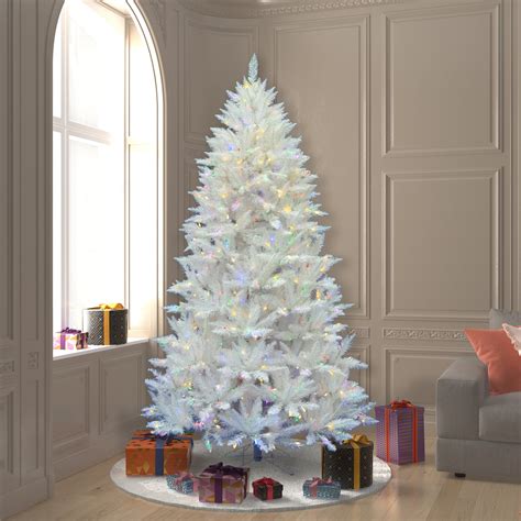 vickerman pre lit 6 5 sparkle white spruce artificial christmas tree led multicolor lights