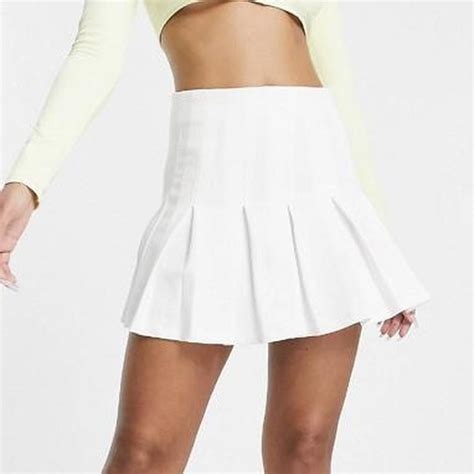White Pleated Tennis Skirt From Bershka Size Xs Depop