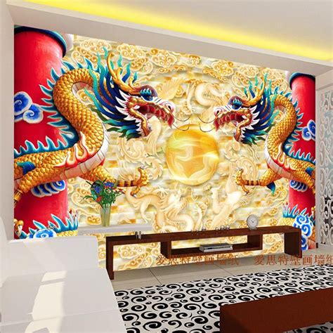 Custom Photo Wallpaper 3d Relief Chinese Dragon Wallpaper