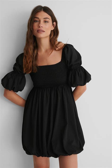 Smocked Mini Dress Black Na Kd