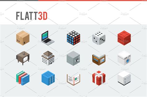 Flatt3d - Isometric Icon Pack ~ Icons ~ Creative Market