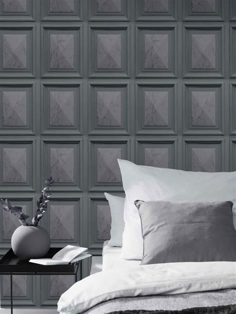 Imitations Marble Wood Panel Effect Wallpaper Grey Erismann 6319 47 In