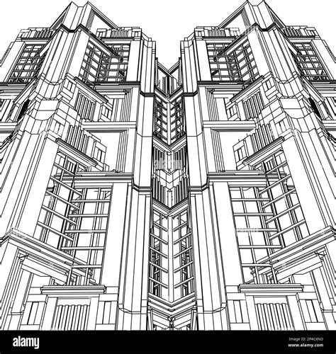 Abstract Art Deco Building Construction Structure Vector Illustration