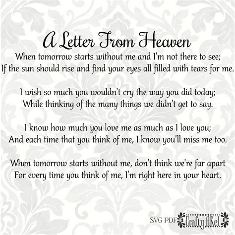 Bereavement Svg A Letter From Heaven Mourning Svg Sympathy Svg