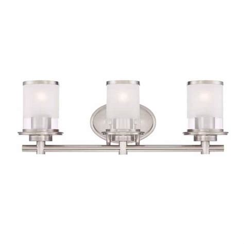 Hampton Bay Truitt 2325 In 3 Light Brushed Nickel Modern Transitional Vanity With Frosted And