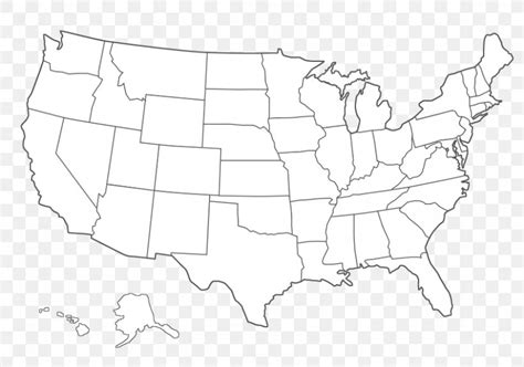 United States Blank Map Black And White Clip Art Png 845x594px