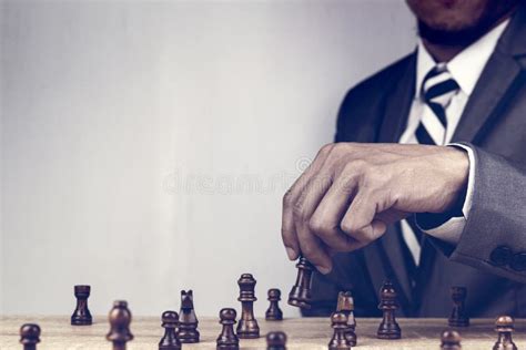 Businessman Playing Chess Board Stock Image Image Of Game Manager