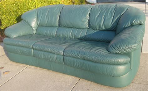 These comfortable sofas & couches will complete your living room decor. UHURU FURNITURE & COLLECTIBLES: SOLD - Green Leather Sofa ...