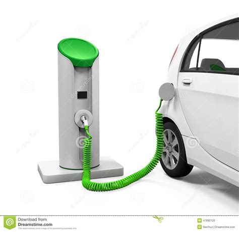 Electric Car In Charging Station Stock Illustration