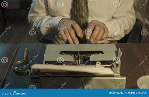 Vintage Journalist Working In The Office Stock Image Image Of Desk