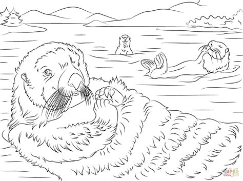 Download Cute Sea Otters coloring page | Free Printable Coloring Pages