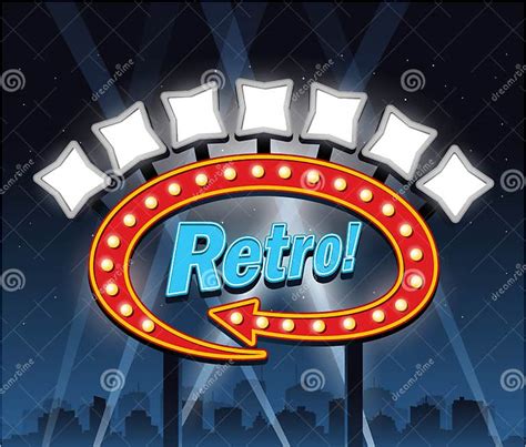 Retro Motel Showtime Theatre Cinema Sign Stock Vector Illustration Of