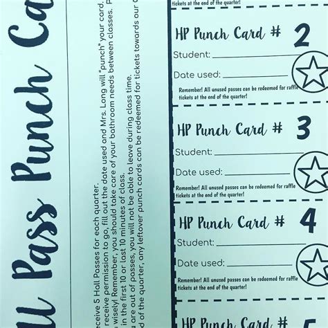 Hall Pass Punch Cards Limit Hallway Breaks Encourage And Reward Positive Behavior Pbis