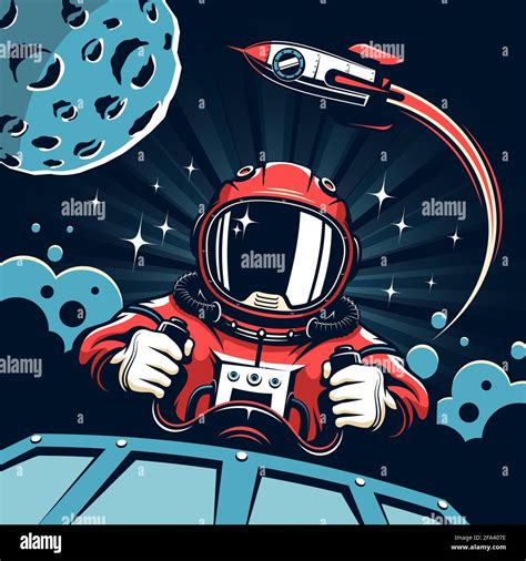 Space Poster In Vintage Style Stock Vector Image And Art Alamy