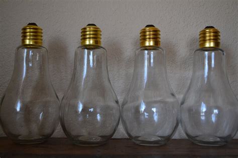 Extra Large Light Bulb Shaped Glass Bottle Brass Screw Cap Jar Etsy