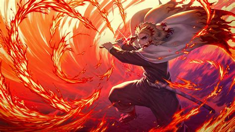Kyojuro Rengoku Fire Background Hd Demon Slayer Kimetsu No Yaiba