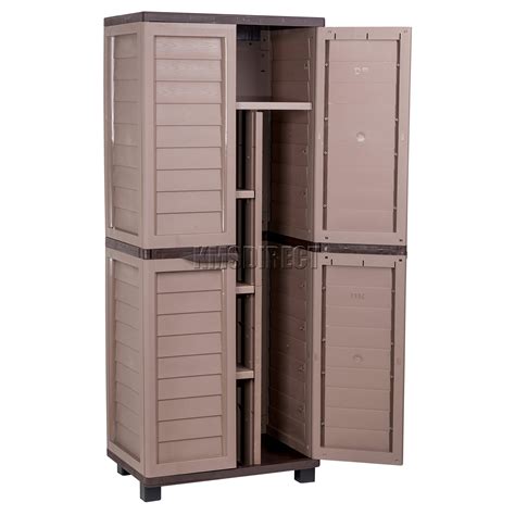 Starplast Outdoor Plastic Garden Utility Cabinet With 4 Shelves And