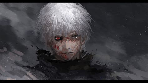 Ken Kaneki Sad Kaneki Ken Crying Blood Sad White Hair Ghoul