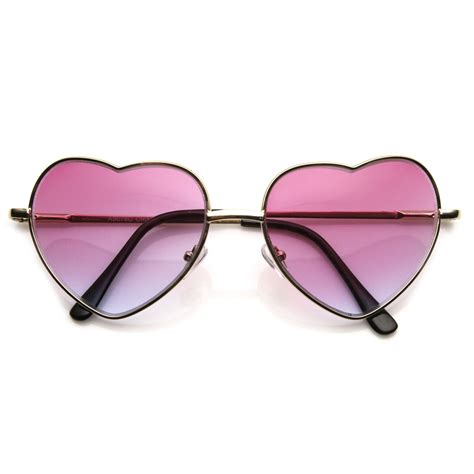 super cute retro metal heart shape sunglasses with rainbow color lens zerouv heart shaped