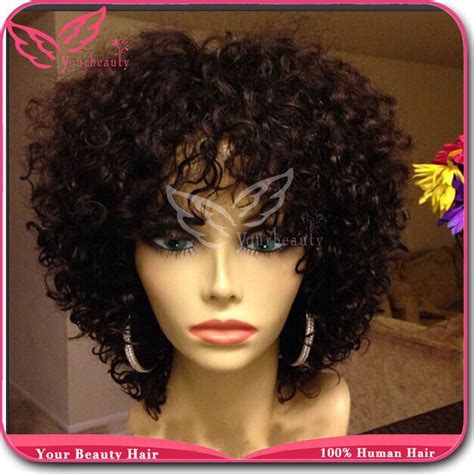 Lace Front Unprocessed Curly Afro Wig Virgin Peruvian 100 Human Hair