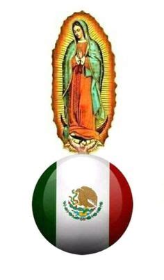 Virgen de guadalupe sobre la bandera de México en forma circular