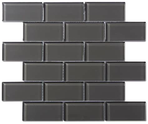 Charcoal Gray Glass 2x4 Mosaic Subway Tile Black Subway Tiles Grey