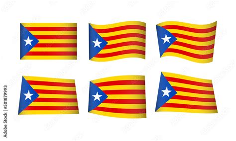 Estelada Catalonia Flag Catalan Flags Catalonian Vector Set Barcelona