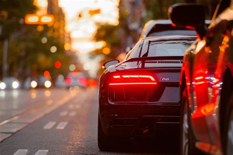Wallpaper Sports Car Bokeh Tail Light Downtown Canada R8 Audi