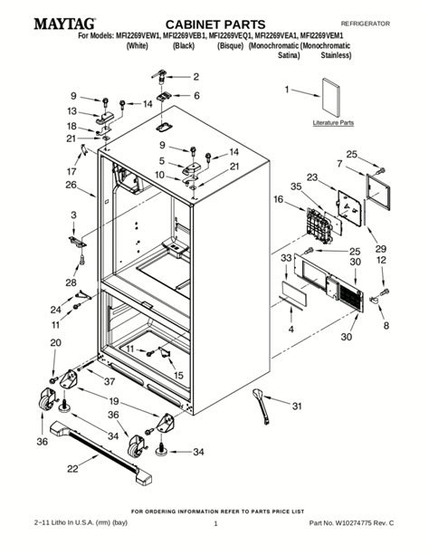 Maytag Refrigerator Parts Manual For Models Mfi2269 Mfi2269veb1