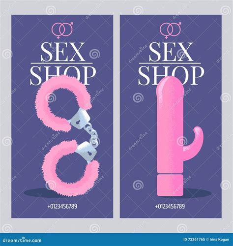 Sex Shop Vector Flyer Template Set Stock Vector Illustration Of