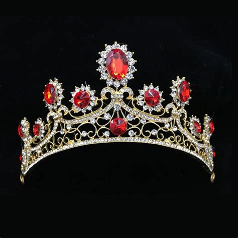 Gorgeous Baroque Style Goldandsilver Red Clear Rhinestones Crystal Bridal