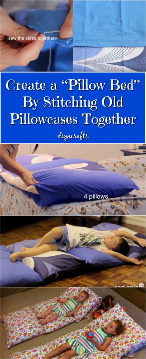 Perfect for grandchildren or last minute guests!! Create a "Pillow Bed" By Stitching Old Pillowcases Together - DIY & Crafts