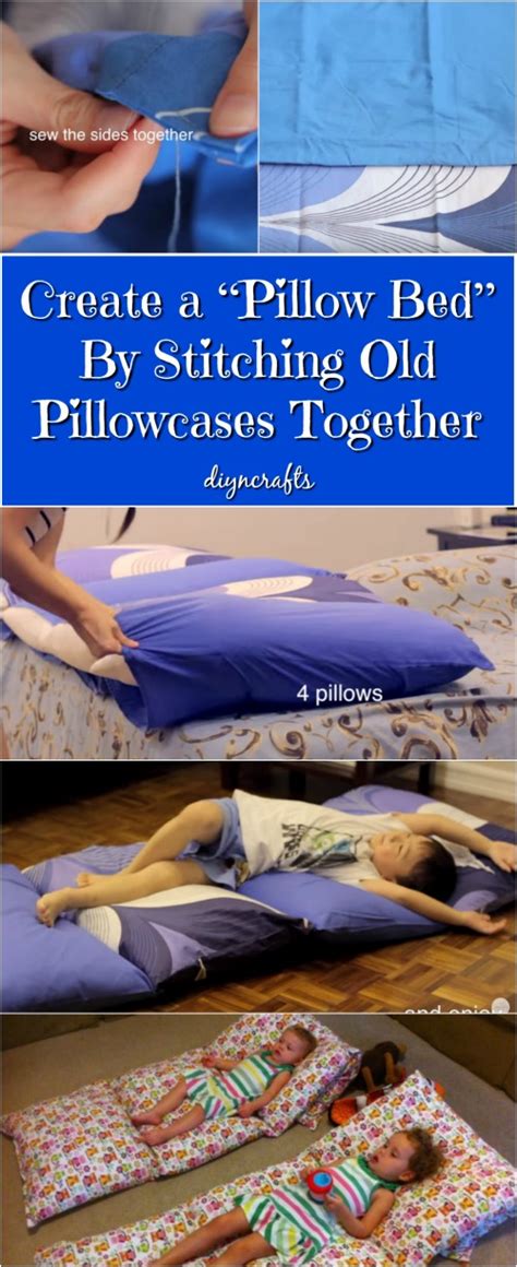 This pattern is so simple. Create a "Pillow Bed" By Stitching Old Pillowcases Together - DIY & Crafts