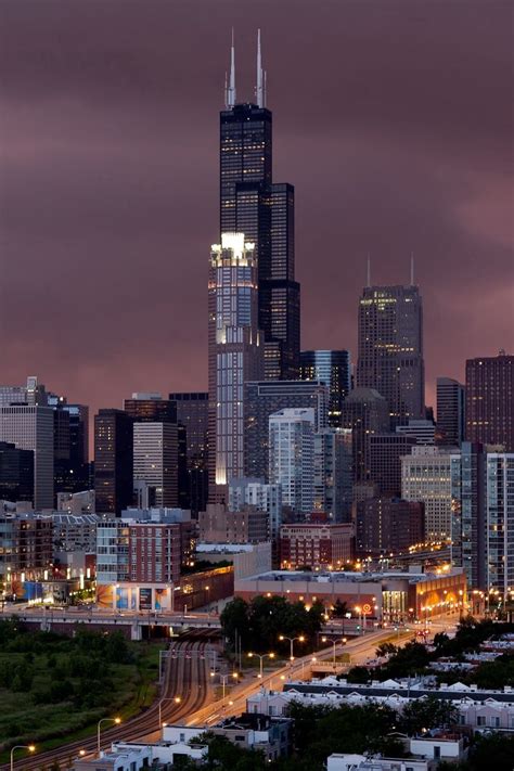 Download Wallpaper 800x1200 Chicago Evening City Buildings