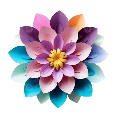Three Dimensional 3d Paper Cut Style Flower Blooming Decorative Pattern