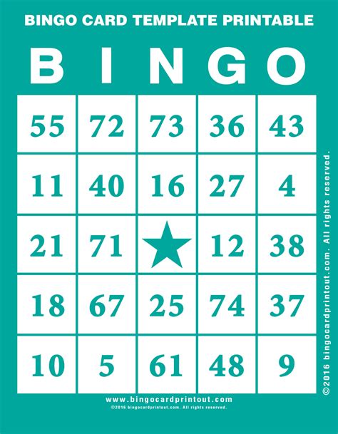 Bingo Card Template Printable