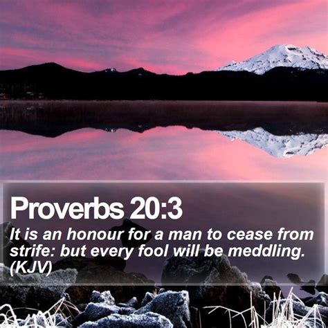 Proverbs 203 It Is An Honour For A Man To Cease From Strife But Every