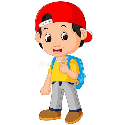Boy With Backpacks Cartoon Stock Vector Illustration Of Schoolboy