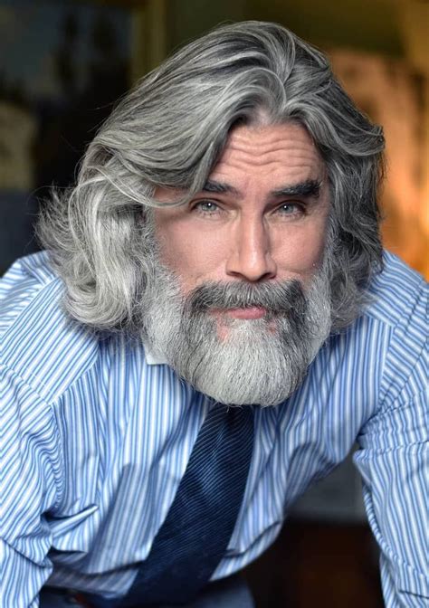Top Hairstyles For Men With Beards Grey Hair Men Older Mens Long