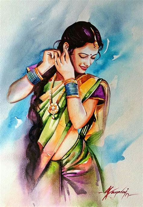 Beautiful Indian Woman Painting