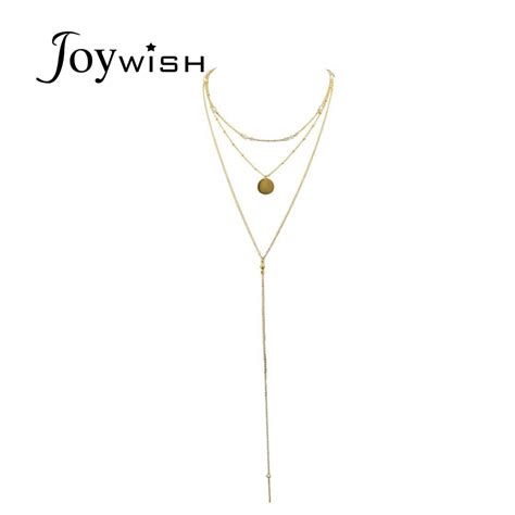 Joywish Body Sex Chain Gold Color Long Chain Multilayer Chain Necklace