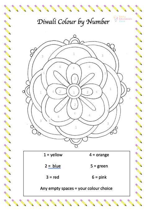 Diwali Colour By Number Free Printable Early Education Zone